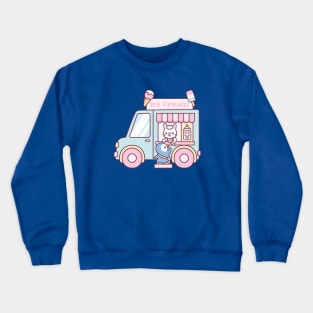 Ice Cream Truck, Cute Bunny And Penguin Crewneck Sweatshirt